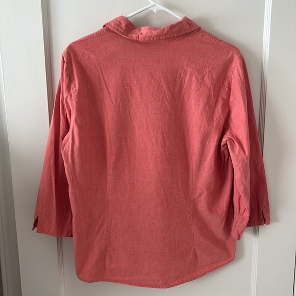 LEMON GRASS coral cotton Button-Up Shirt Horse Embroidery Rodeo western novel L - Picture 6 of 8